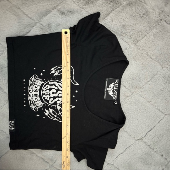 Killstar Crystal Ball “Piss Off” Crop Top Small Cropped Tee In Black & White - Picture 5 of 10